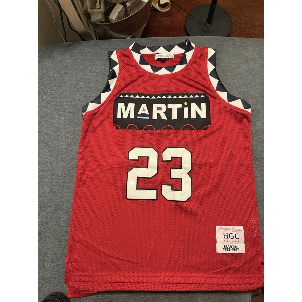 Headgear Classics Martin‎ Lawrence Marty Mar 23 Basketball Jersey Red Mens Small